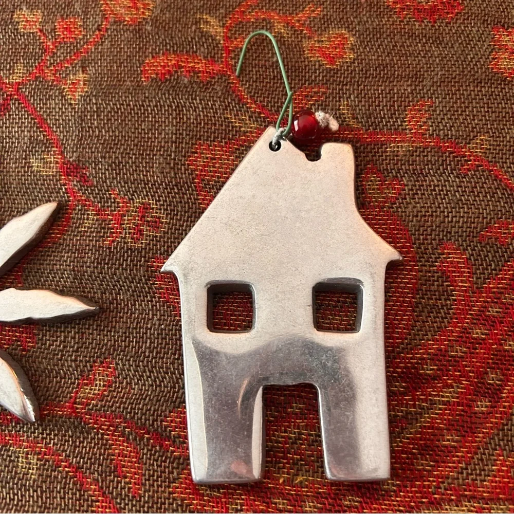 Crate&Barrel Vintage Christmas Silver Metal Ornaments Bundle